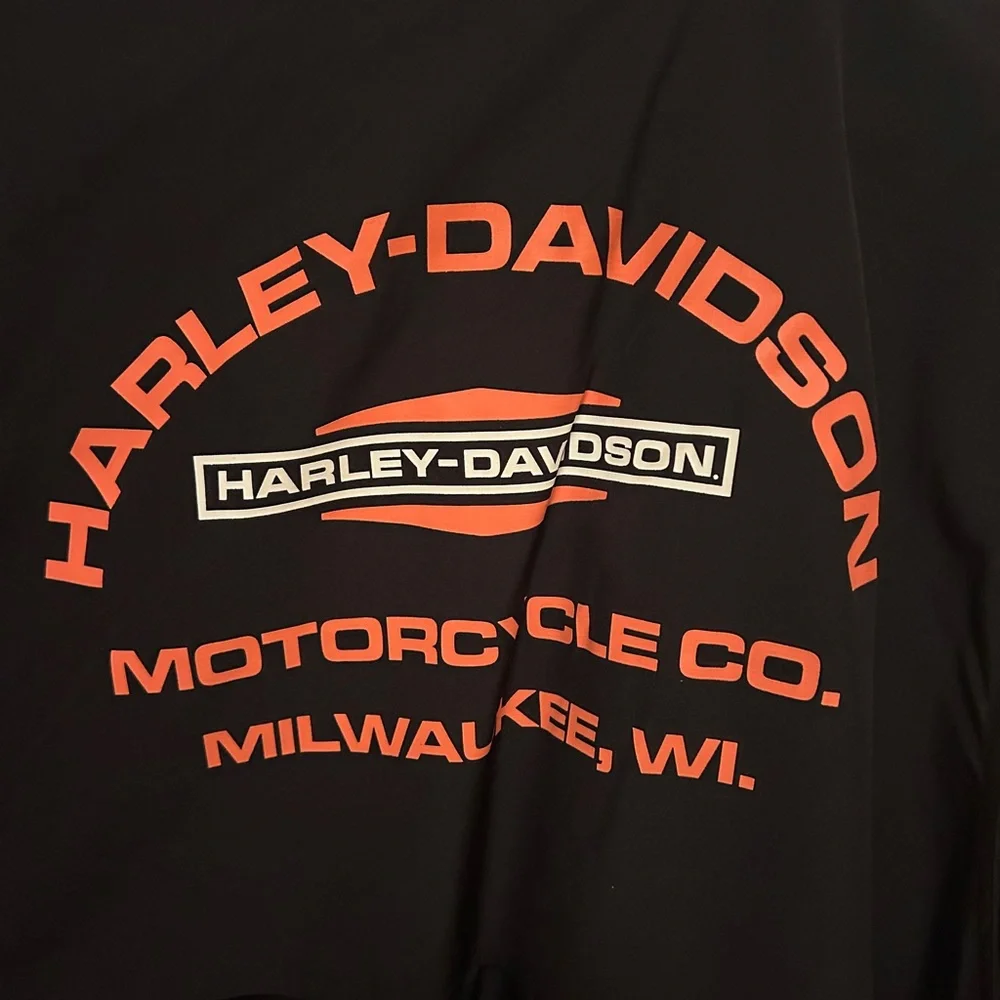 Harley-Davidson Black and Orange Button Down Shirt - Picture 2 of 3